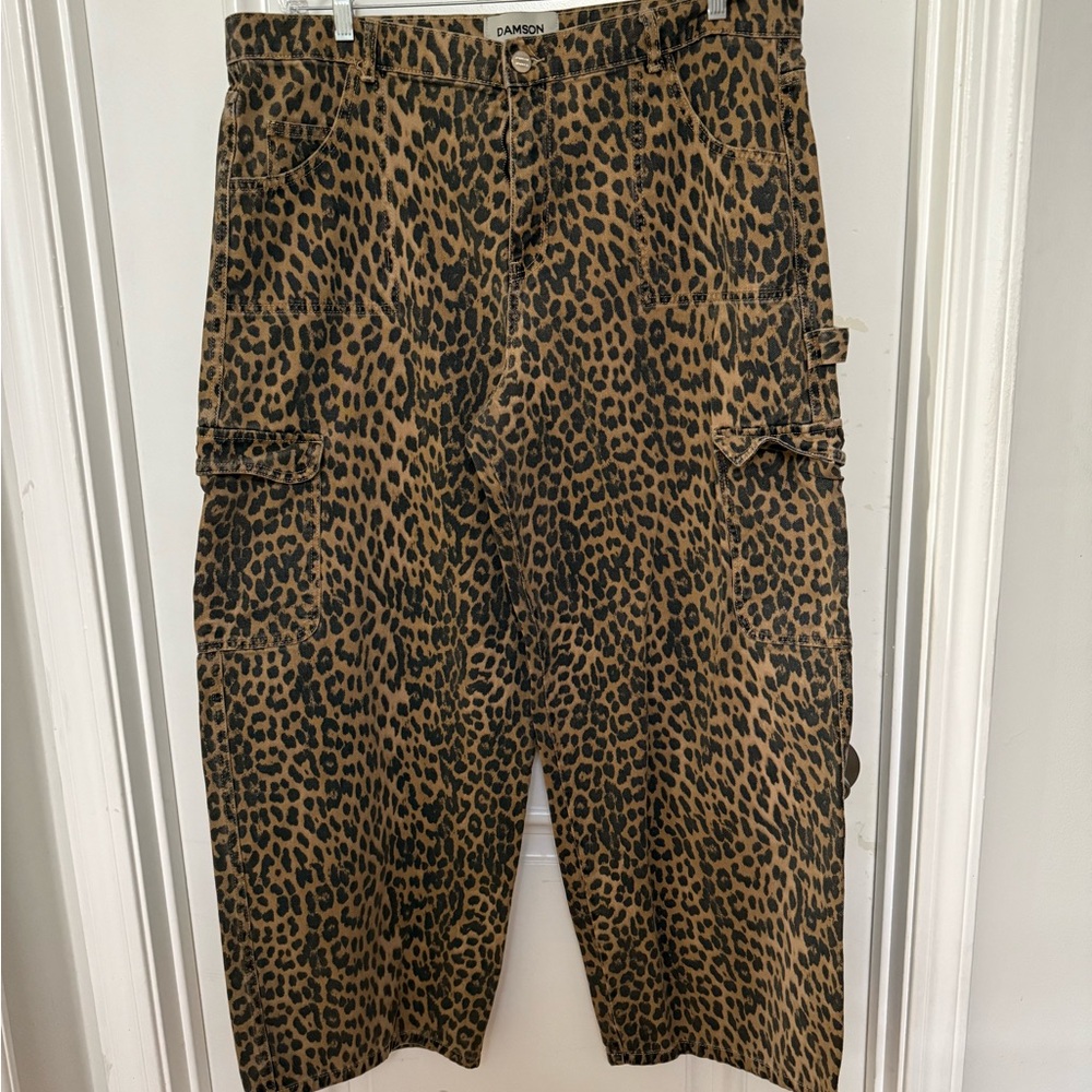 Damson Women's Leopard Print Carpenter Jeans